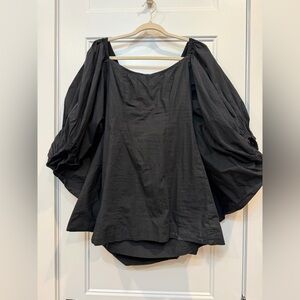 Free People Black Puff Sleeve Blouse